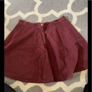 burgundy american apparel corduroy texture skirt
